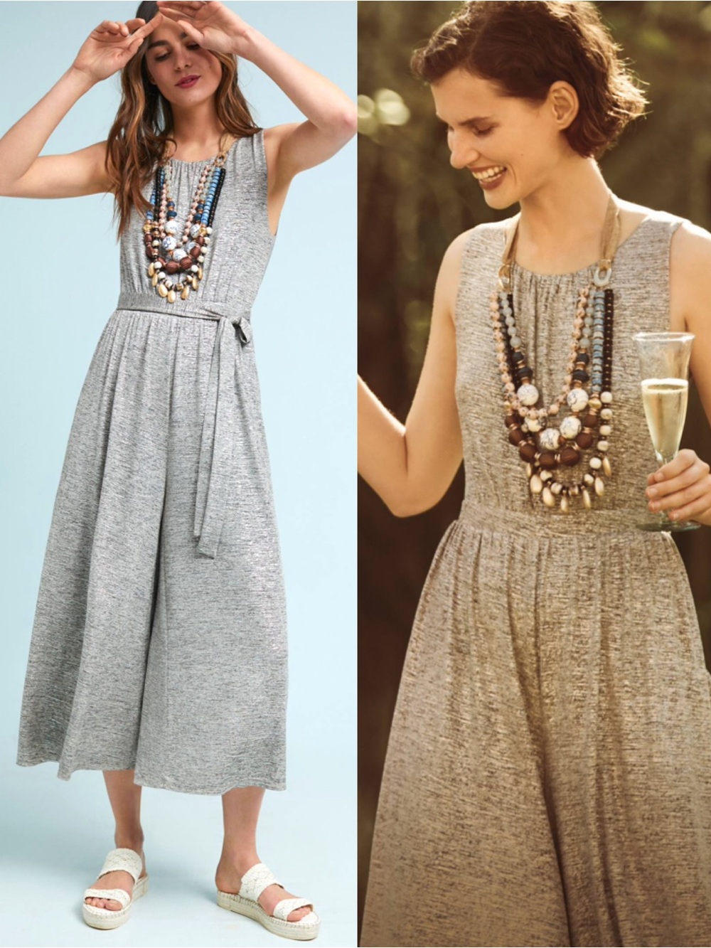 Anthropologie Meadow Rue Alchemist Metallic Wide-Leg Sleeveless Jumpsuit | XS